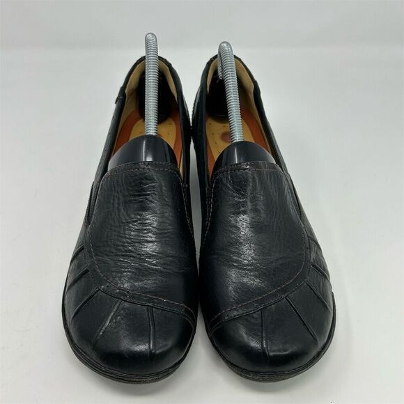 Clarks Women's Unstructured Black Leather Slip-On Loafers Size 10M Casual - Picture 3 of 12